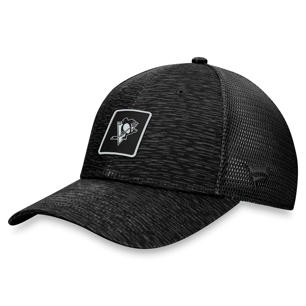 Women's Fanatics  Black Pittsburgh Penguins Authentic Pro Road Trucker Adjustable Hat