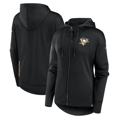 Women's Fanatics  Black Pittsburgh Penguins Authentic Pro Scuba Full-Zip Hoodie