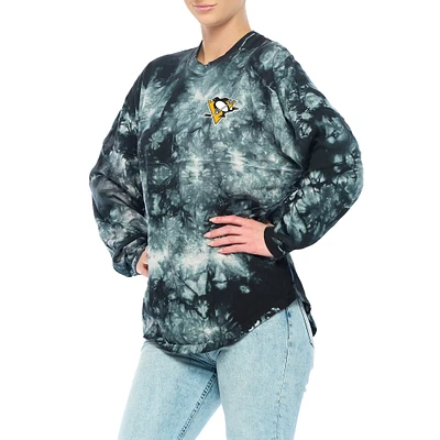 Women's Fanatics Black Pittsburgh Penguins Crystal-Dye Long Sleeve T-Shirt