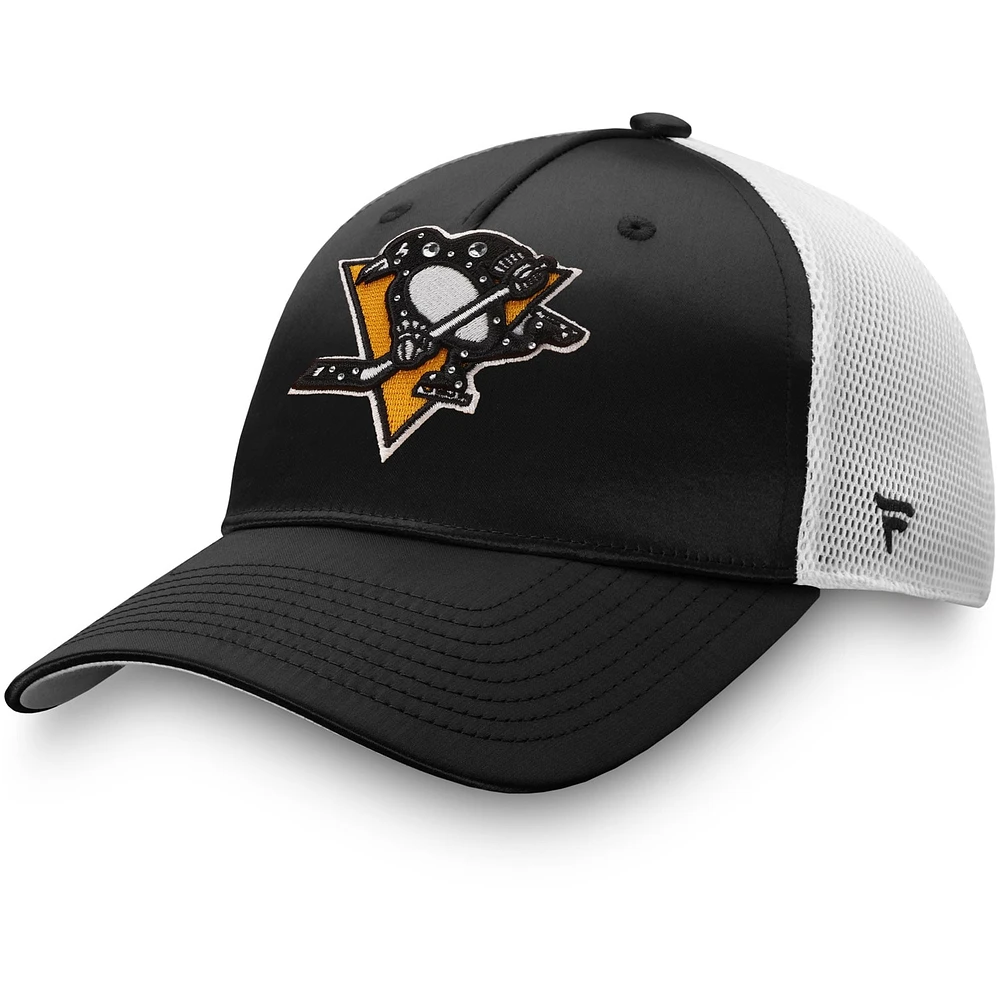 Casquette de camionneur Snapback exclusive aux Penguins de Pittsburgh Fanatics pour femmes noires