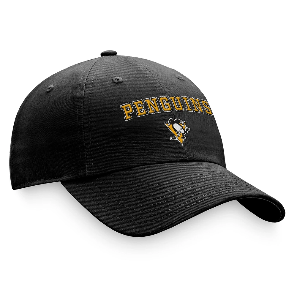 Women's Fanatics Black Pittsburgh Penguins Fundamental Two-Hit Adjustable Hat