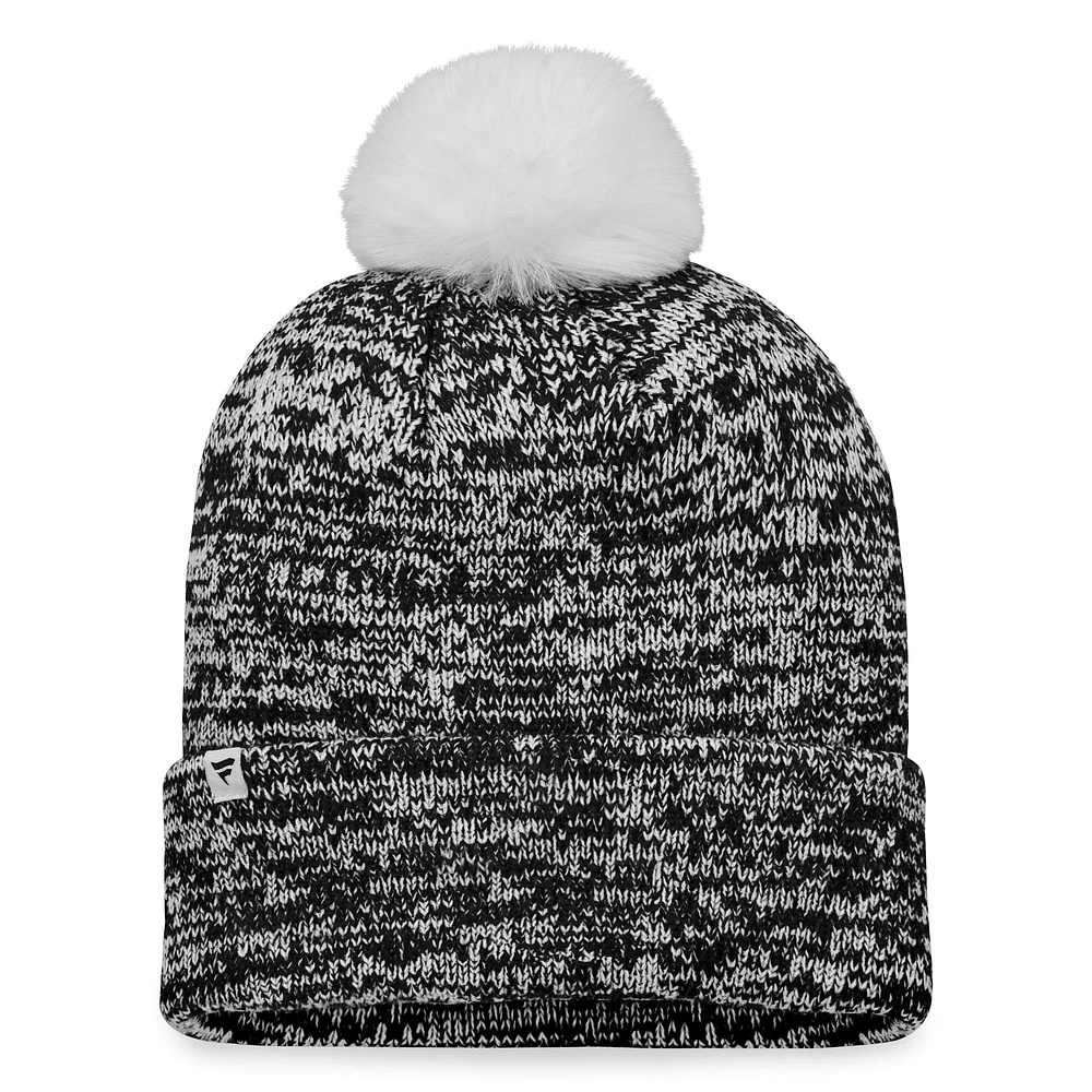 Bonnet en tricot à revers Glimmer Fanatics pour femmes, noir, Pittsburgh Penguins avec pompon