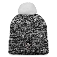 Bonnet en tricot à revers Glimmer Fanatics pour femmes, noir, Pittsburgh Penguins avec pompon