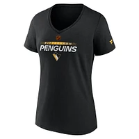 T-shirt à col en V édition spéciale pour femmes Fanatics Black Pittsburgh Penguins