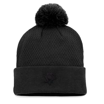 Pittsburgh Penguins Fanatics Branded Women's Authentic Pro Road Cuffed Knit Hat with Pom - Black