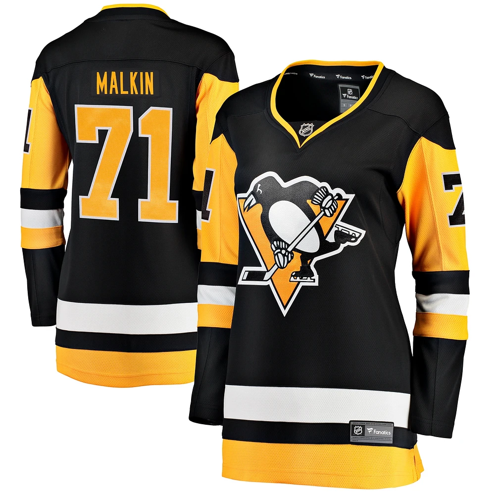 Maillot de joueur échappé à domicile des Penguins Pittsburgh Fanatics Evgeni Malkin pour femmes, noir