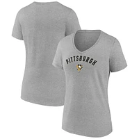 T-shirt col en V gris fanatiques pour femmes des Penguins de Pittsburgh