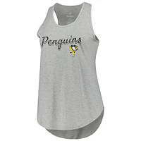 Women's Fanatics Heather Gray Pittsburgh Penguins Plus Racerback Tank Top