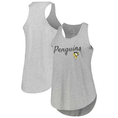 Women's Fanatics Heather Gray Pittsburgh Penguins Plus Racerback Tank Top