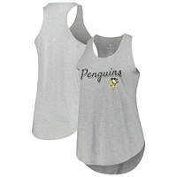 Débardeur à dos nageur taille plus Fanatics Heather Grey Pittsburgh Penguins pour femmes