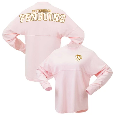 T-shirt à manches longues en jersey rose Fanatics Pittsburgh Penguins Spirit pour femmes