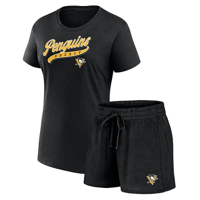 Women's Fanatics Pittsburgh Penguins Start to Finish T-Shirt & Shorts Combo Pack