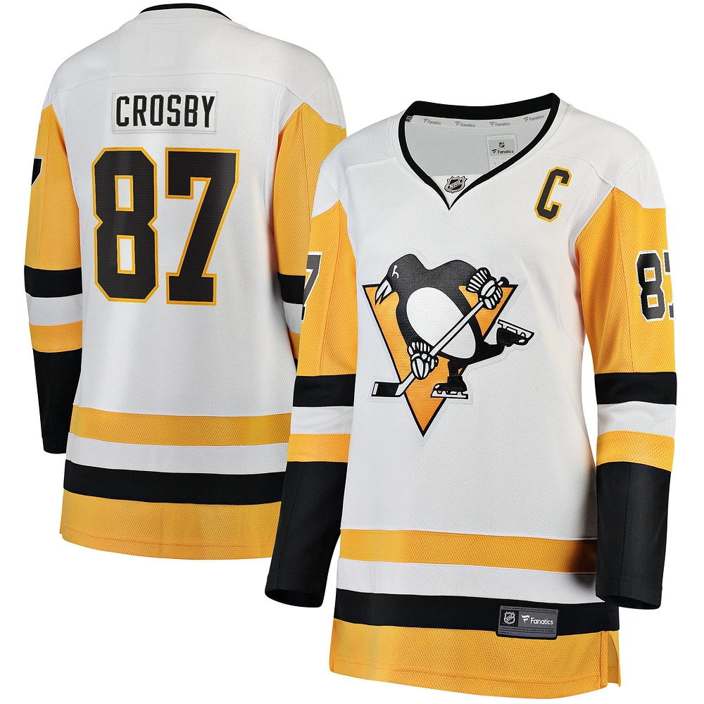 Maillot de joueur première division des Penguins Pittsburgh Sidney Crosby pour femmes Fanatics Blanc