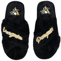 Pantoufles FOCO Pittsburgh Penguins Script Cross Slide pour femmes