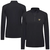 Women's Levelwear Black Pittsburgh Penguins Kinetic Insignia Core Raglan Quarter-Zip Top