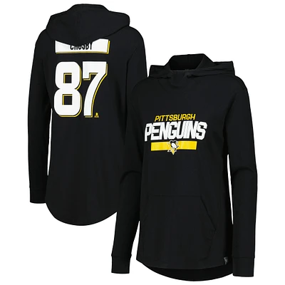 Levelwear pour femmes Sidney Crosby Noir Pittsburgh Penguins Vivid Player Name & Number Pull à capuche