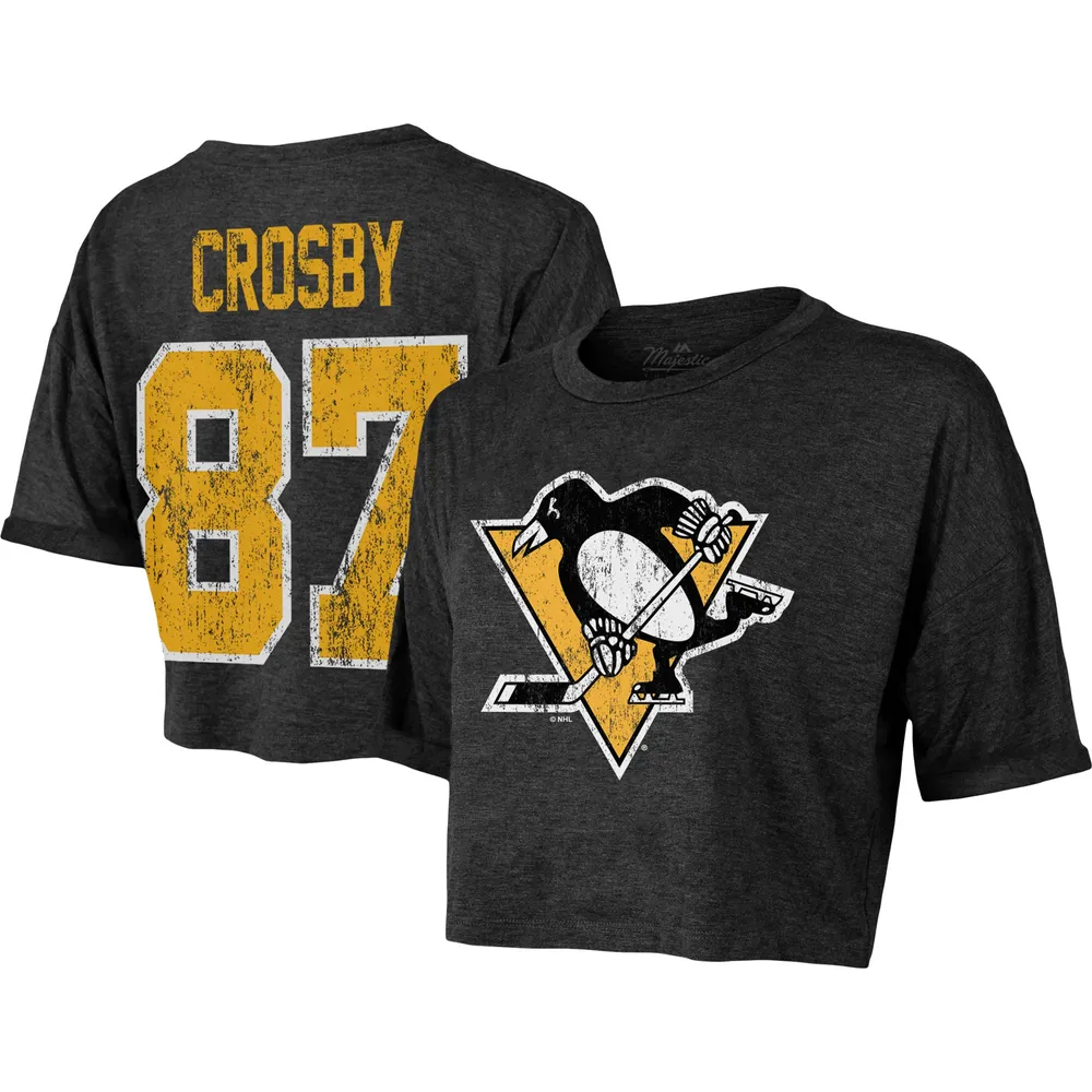 Women's Sidney Crosby Black Pittsburgh Penguins Plus Size Name and Number Long  Sleeve T-Shirt
