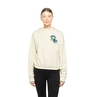 Women's New Era Cream Pittsburgh Penguins Glam Game Quarter-Zip Cropped Floral Hoodie Pullover