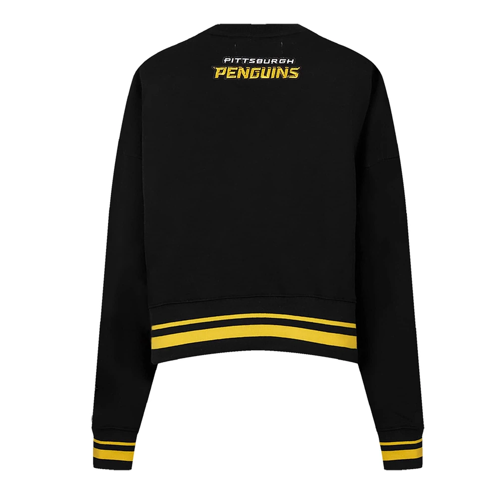 Women's Pro Standard  Black Pittsburgh Penguins Area Code Cropped Pullover Sweatshirt