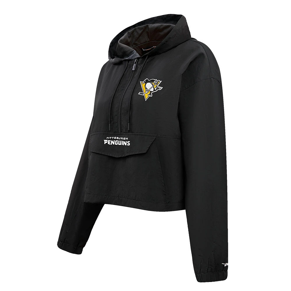 Women's Pro Standard Black Pittsburgh Penguins Classic Cropped Half-Zip Wind Jacket