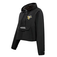 Coupe-vent court classique à demi-zip Pro Standard pour femmes des Penguins de Pittsburgh, noir