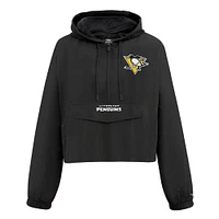 Women's Pro Standard Black Pittsburgh Penguins Classic Cropped Half-Zip Wind Jacket