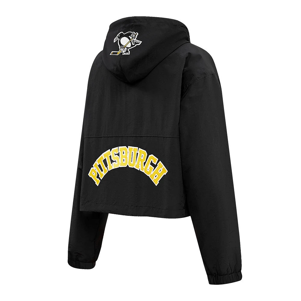 Women's Pro Standard Black Pittsburgh Penguins Classic Cropped Half-Zip Wind Jacket