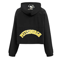 Women's Pro Standard Black Pittsburgh Penguins Classic Cropped Half-Zip Wind Jacket