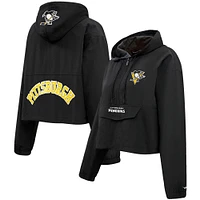 Women's Pro Standard Black Pittsburgh Penguins Classic Cropped Half-Zip Wind Jacket