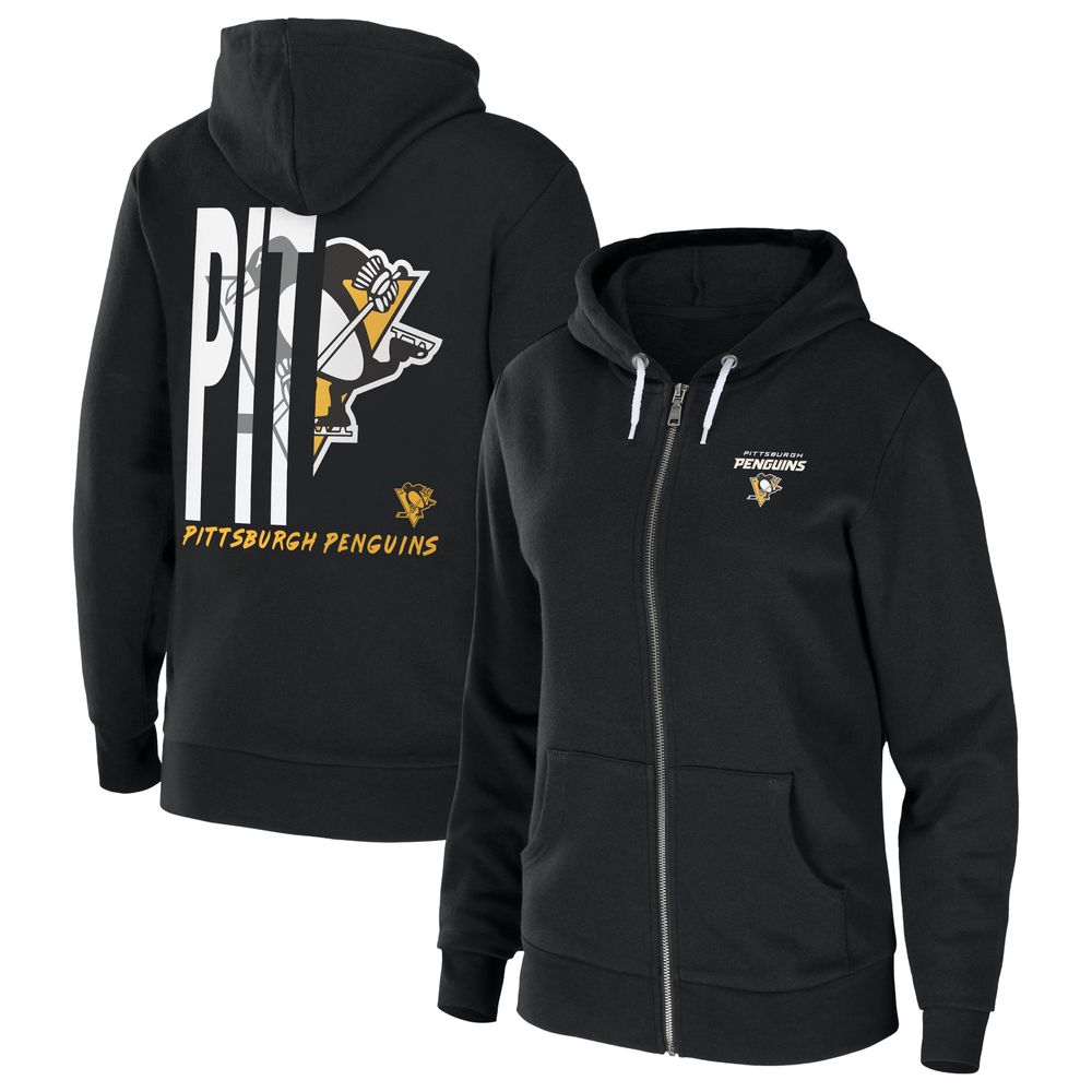 Women's WEAR by Erin Andrews Black Pittsburgh Penguins Sponge Fleece Full-Zip Hoodie