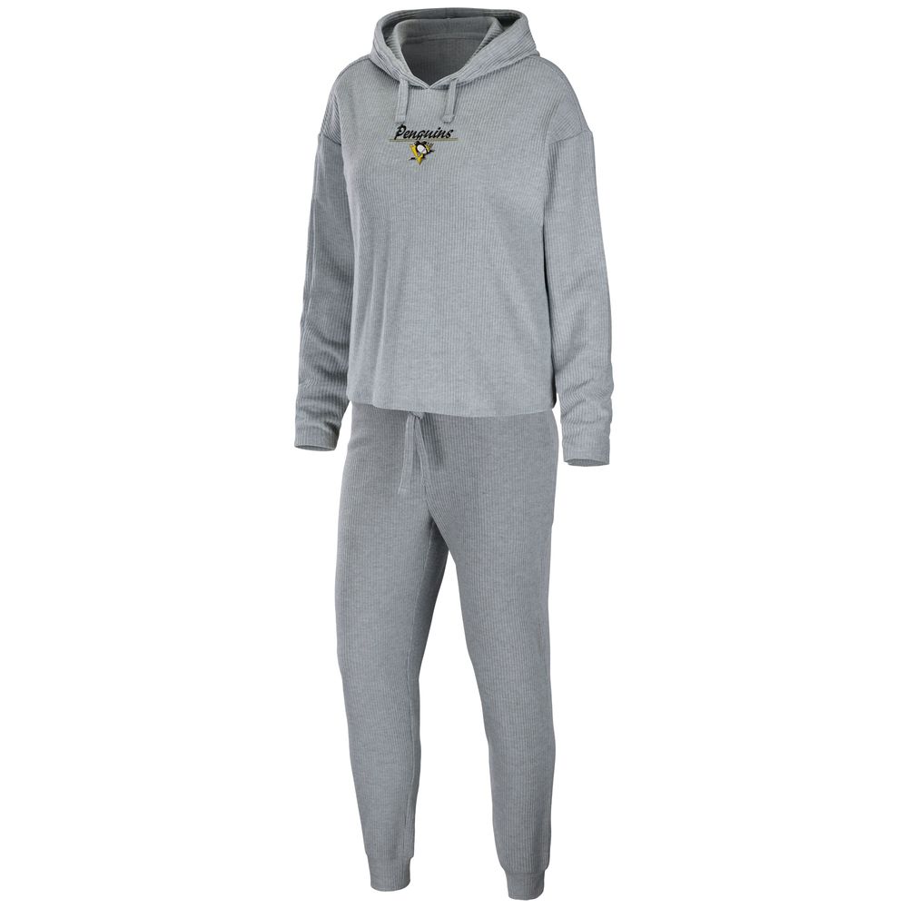 Women's WEAR by Erin Andrews Heather Gray Pittsburgh Penguins Logo Pullover Hoodie & Pants Sleep Set