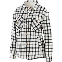 Women's WEAR by Erin Andrews Oatmeal Pittsburgh Penguins Plaid Button-Up Shirt Jacket