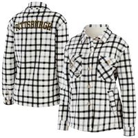 Women's WEAR by Erin Andrews Oatmeal Pittsburgh Penguins Plaid Button-Up Shirt Jacket