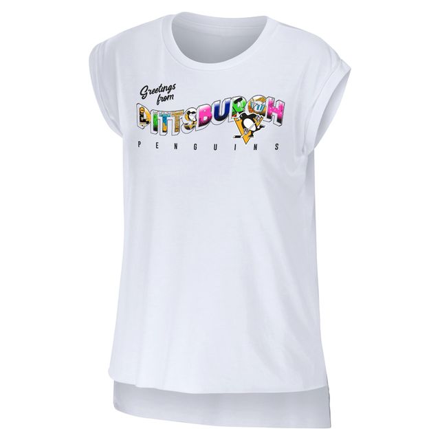 Women's WEAR by Erin Andrews Blanc Pittsburgh Penguins Salutations de Muscle T-shirt