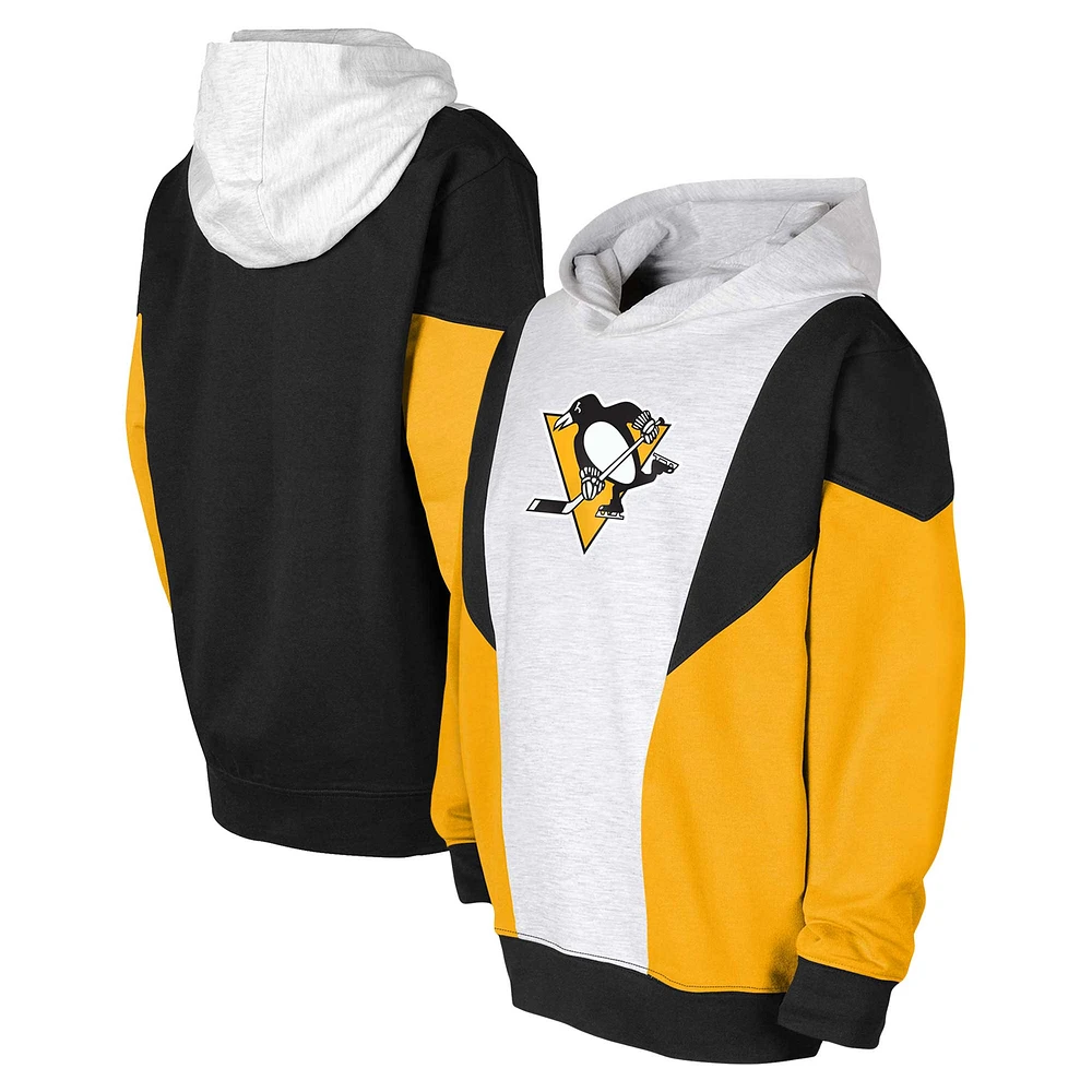 Sweat à capuche en polaire pour jeunes, cendre/noir, Pittsburgh Penguins Champion League