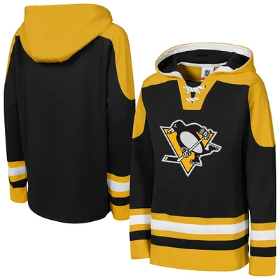 Sweat à capuche col en V Ageless Must Have pour jeunes Penguins de Pittsburgh noirs