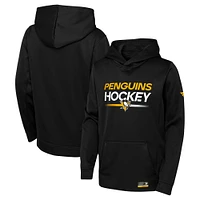 Youth Black Pittsburgh Penguins Authentic Pro Pullover Hoodie