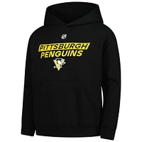 Youth Black Pittsburgh Penguins Authentic Pro Wordmark Fleece Pullover Hoodie