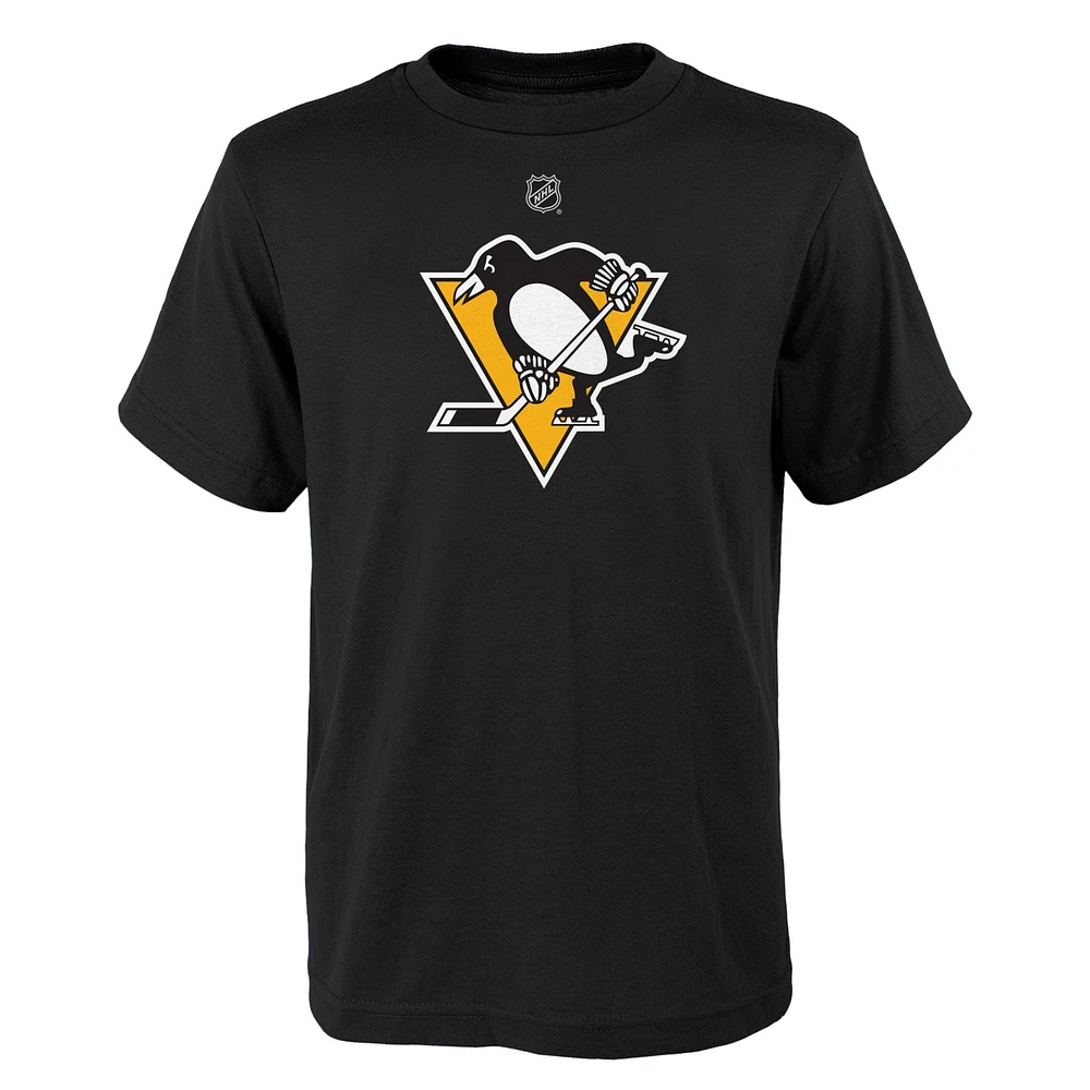 T-shirt noir avec logo principal des Penguins de Pittsburgh pour jeunes