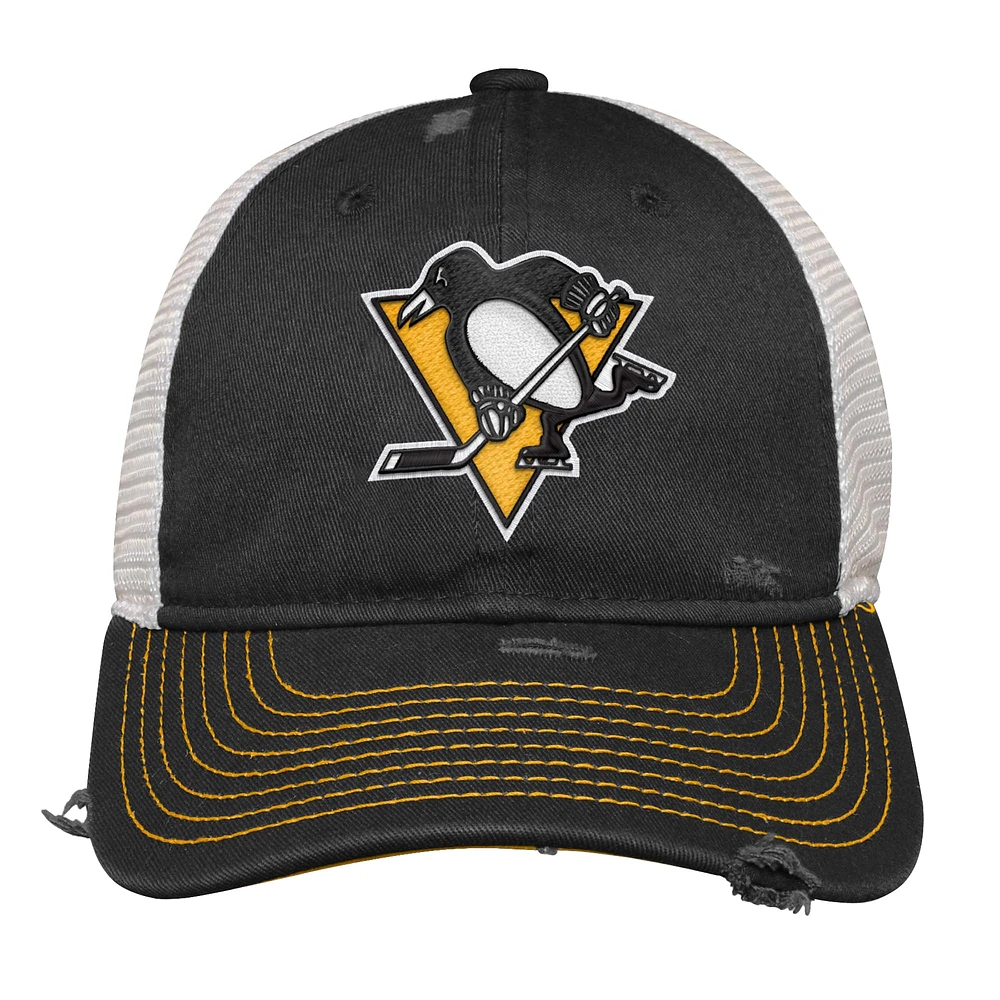 Youth Black Pittsburgh Penguins Slouch Trucker Adjustable Hat