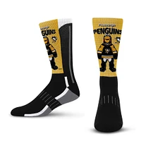 Chaussettes noires Youth For Bare Feet avec mascotte des Penguins de Pittsburgh Fever Crew