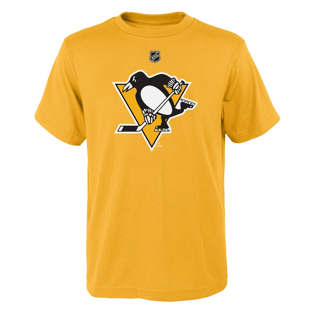 T-shirt doré avec logo principal des Penguins de Pittsburgh pour jeunes