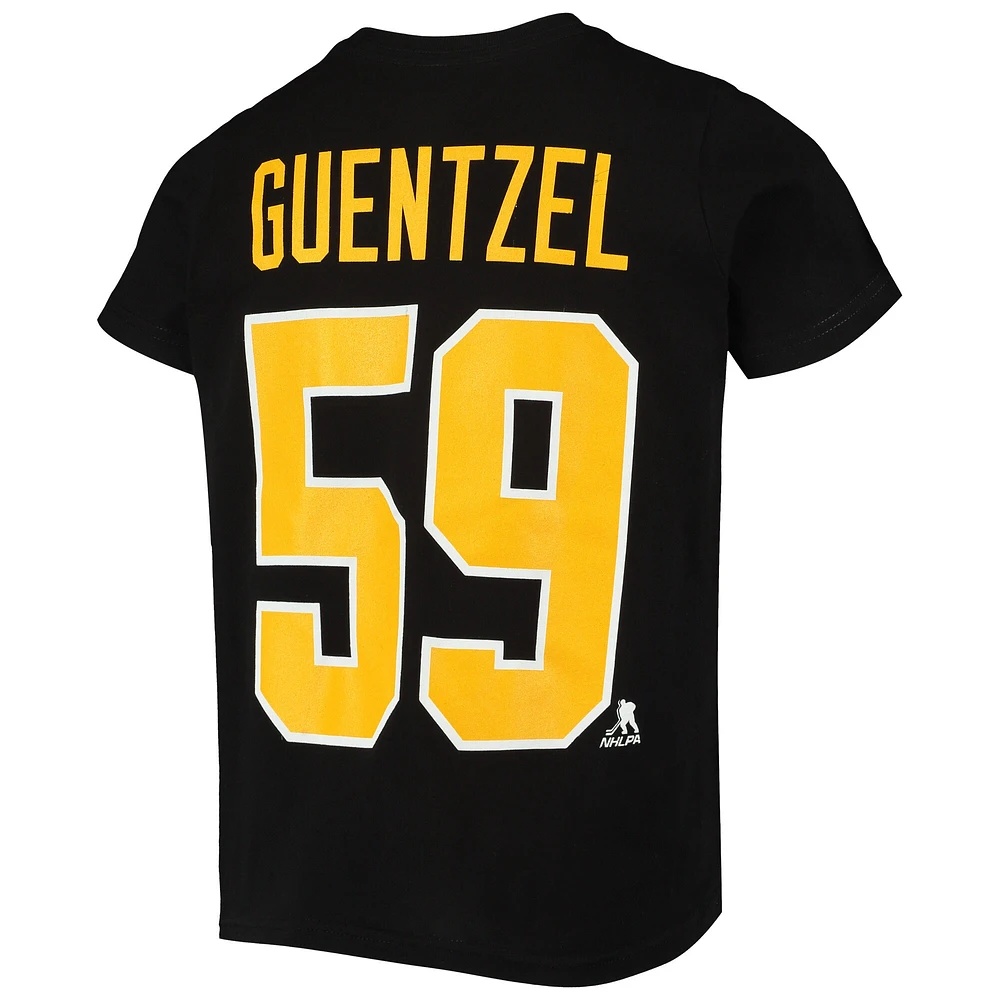 T-shirt noir avec nom et numéro de joueur des Penguins Pittsburgh Jake Guentzel pour jeunes