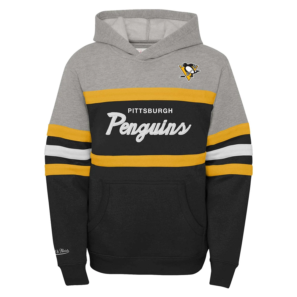 Youth Mitchell & Ness Black Pittsburgh Penguins Head Coach Pullover Hoodie