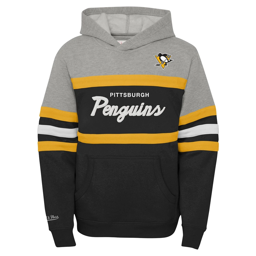 Sweat à capuche gris Mitchell & Ness pour entraîneur-chef des Penguins de Pittsburgh jeunes