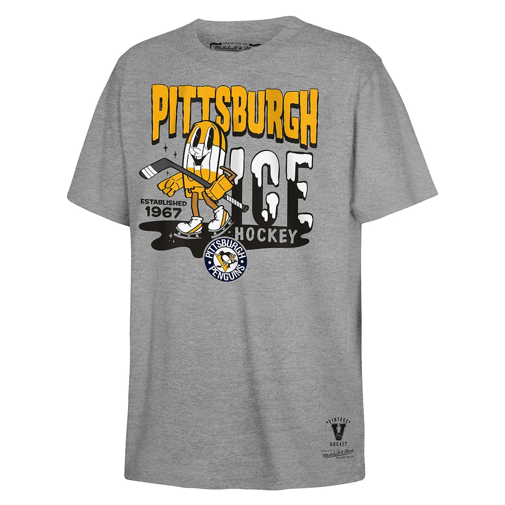 Youth Mitchell & Ness Gray Pittsburgh Penguins Popsicle T-Shirt