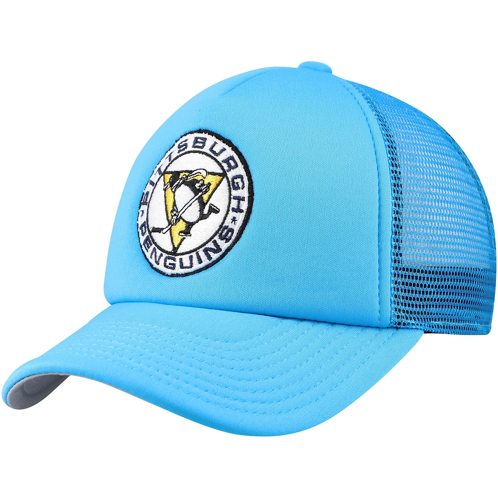 Casquette ajustable Mitchell & Ness pour jeunes, bleu clair, Pittsburgh Penguins Core Trucker