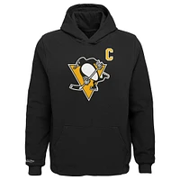 Chandail à capuchon noir avec nom et numéro des Penguins de Pittsburgh Mitchell & Ness Mario Lemieux pour hommes