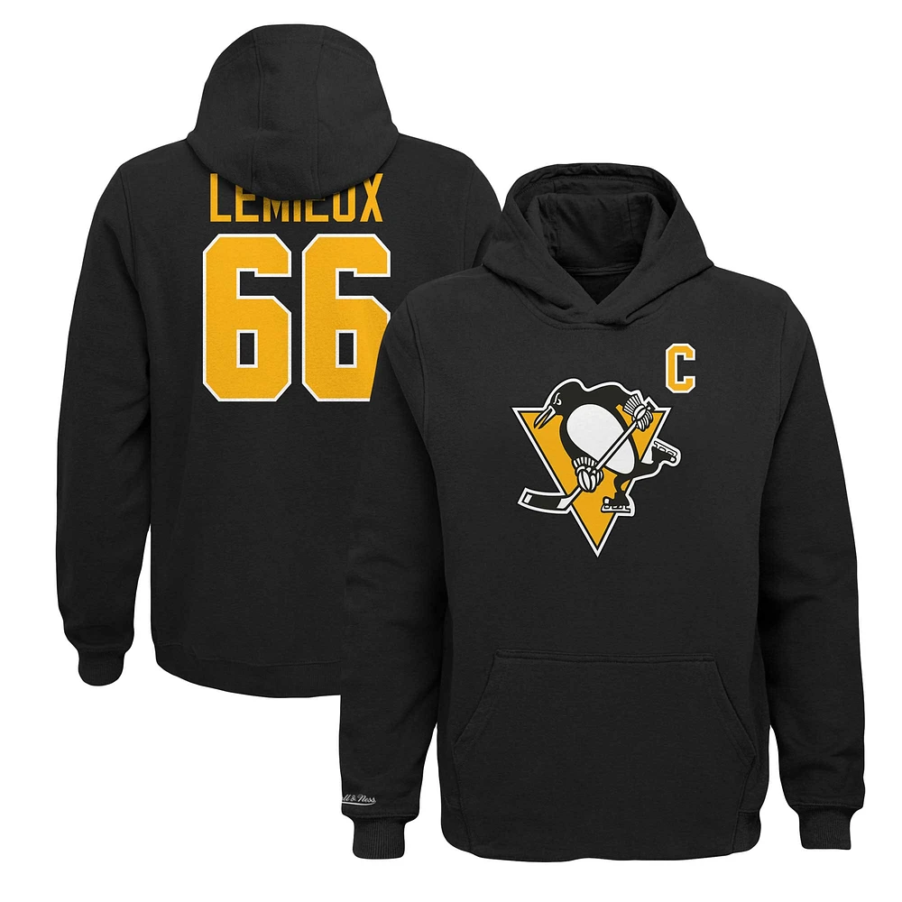 Youth Mitchell & Ness Mario Lemieux Black Pittsburgh Penguins Name Number Pullover Hoodie