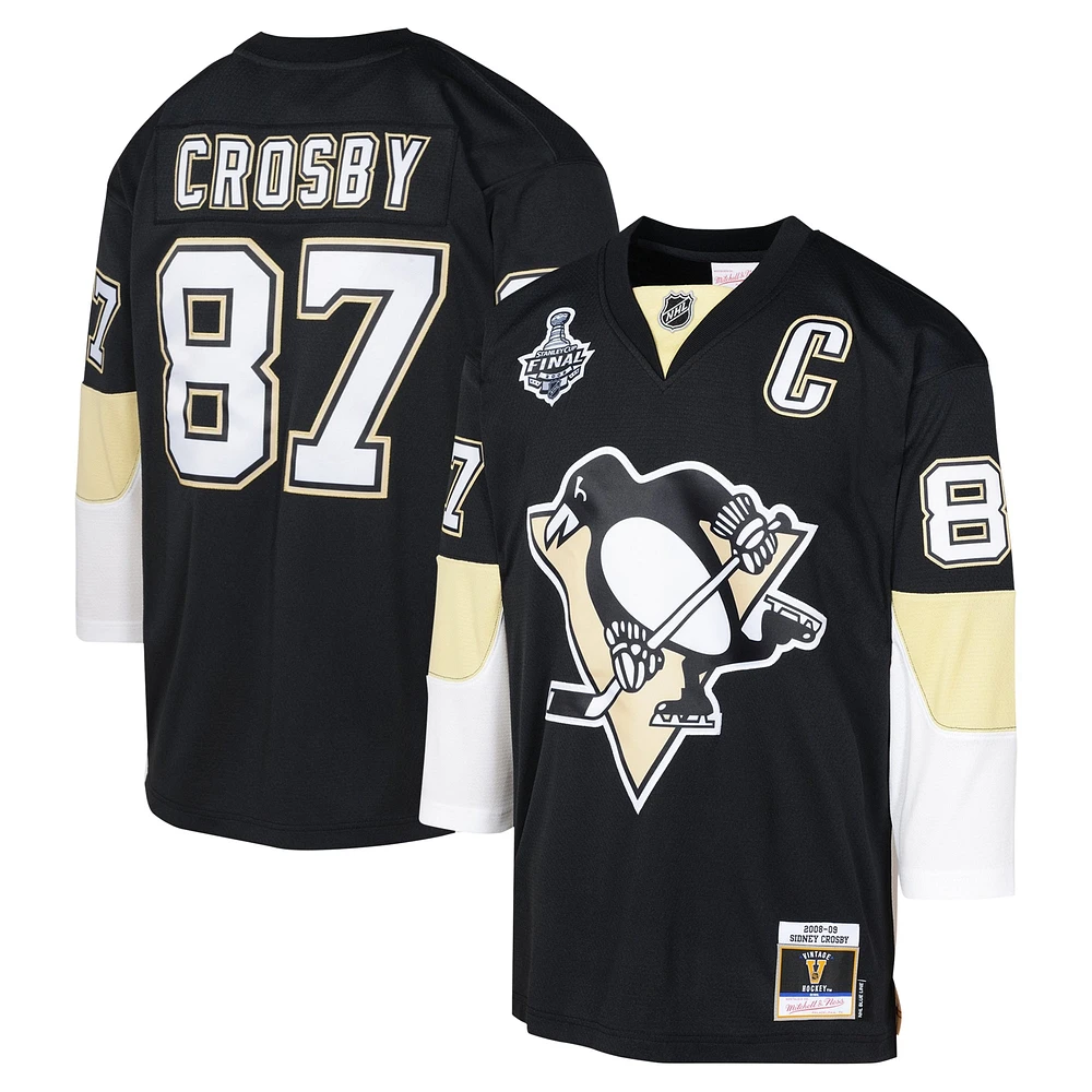 Maillot de joueur la ligne bleue 2008 des Penguins Pittsburgh, noir, Mitchell & Ness, Sidney Crosby, pour jeunes